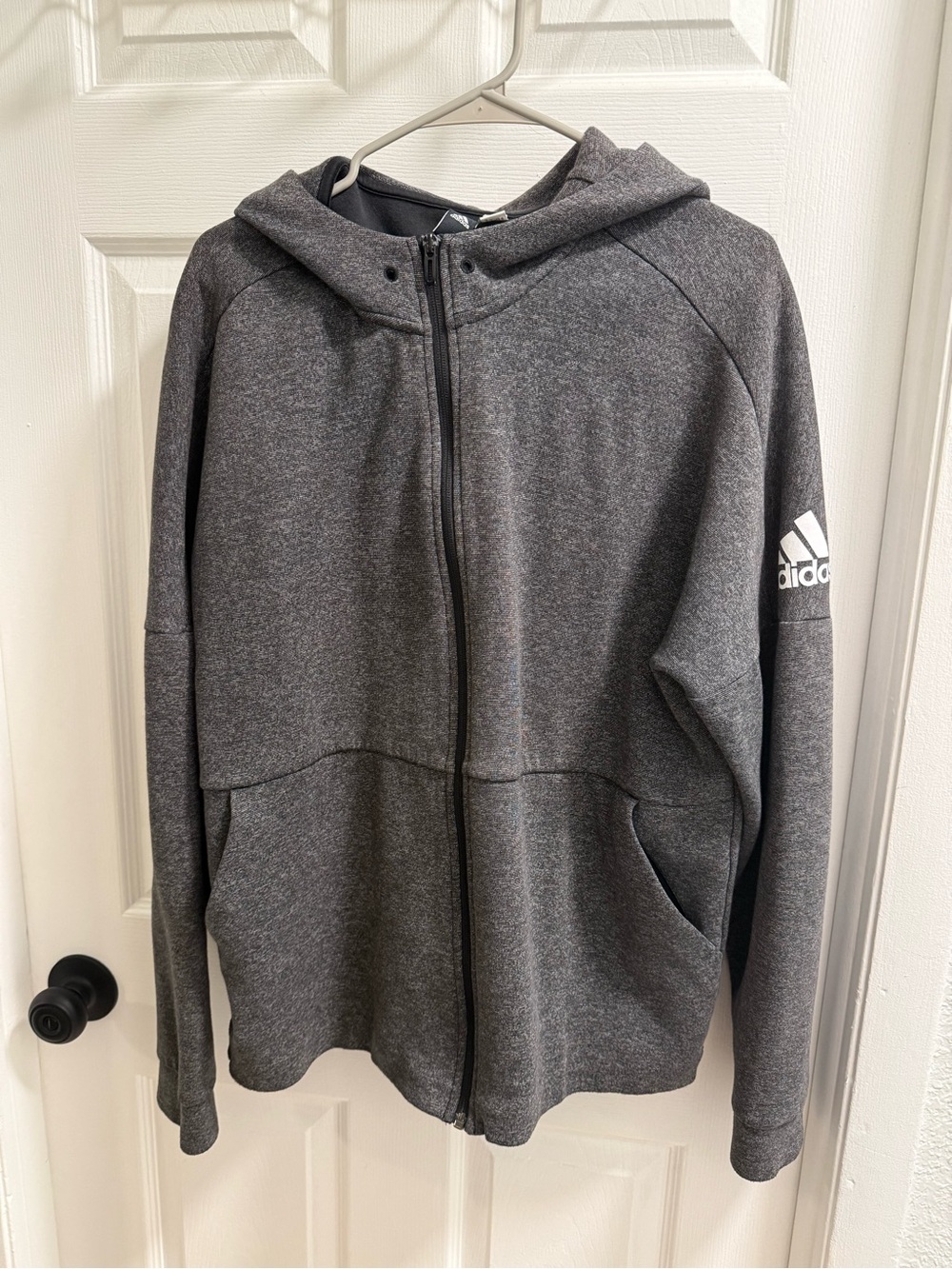 adidas Men's Heather Gray Full-Zip Hooded Jacket